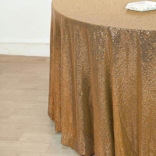 Balsacircle 132-Inch Gold Sequin Round Tablecloth For Wedding Party Cake Dessert Events Table Linens